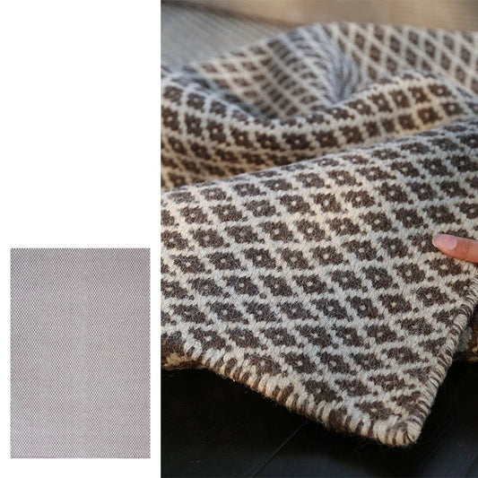 Hand-Woven Wool Area Rug, Geometric Rectangle Carpet with PVC Backing, 1cm Thick for Living Room, Bedroom and Study - product view 1