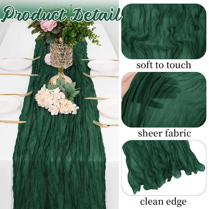 Polyester Table Runner, Solid Boho Gauze Design for Holiday, Wedding and Baby Shower Decor, 90 x 180 or 300 cm - product view 4