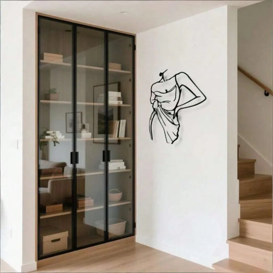Abstract Woman Silhouette Metal Wall Sculpture, Modern Iron-Inspired European Style Art for Living Room Décor - product view 1