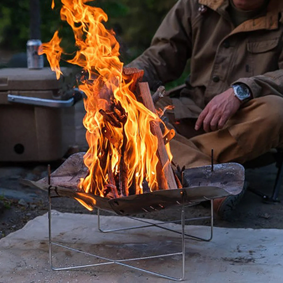 Foldable Outdoor Firewood Rack, Stainless Steel Portable Campfire Burning Stand for Camping, Cooking and Backyard Barbecues - product view 2
