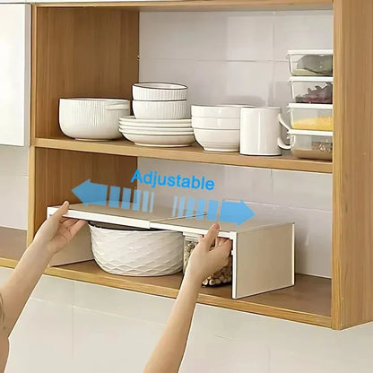 Stretchable Plastic Cabinet Shelf Organizer, White 1-Piece or 2-Piece Spice and Countertop Storage Rack - product view 4
