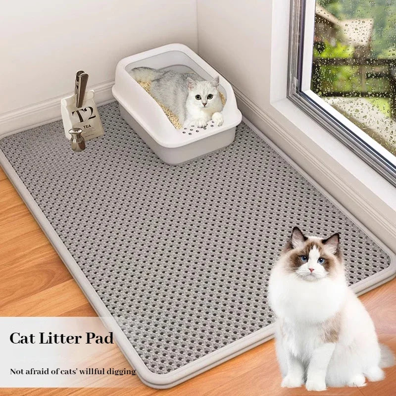 Double-Layer Cat Litter Mat, Hexagonal Litter-Trapping Surface, Waterproof Lower Layer, Washable Design in 6 Sizes - product view 1