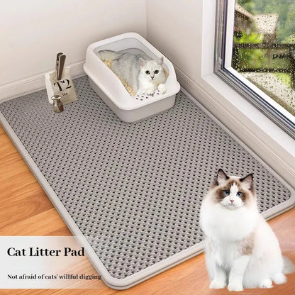 Double-Layer Cat Litter Mat, Hexagonal Litter-Trapping Surface, Waterproof Lower Layer, Washable Design in 6 Sizes - product view 1