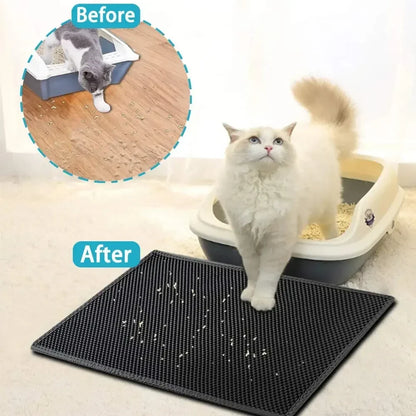 Double-Layer Cat Litter Mat, Hexagonal Litter-Trapping Surface, Waterproof Lower Layer, Washable Design in 6 Sizes - product view 2