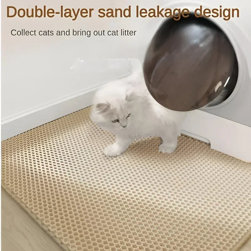 Double-Layer Cat Litter Mat, Hexagonal Litter-Trapping Surface, Waterproof Lower Layer, Washable Design in 6 Sizes - product view 3