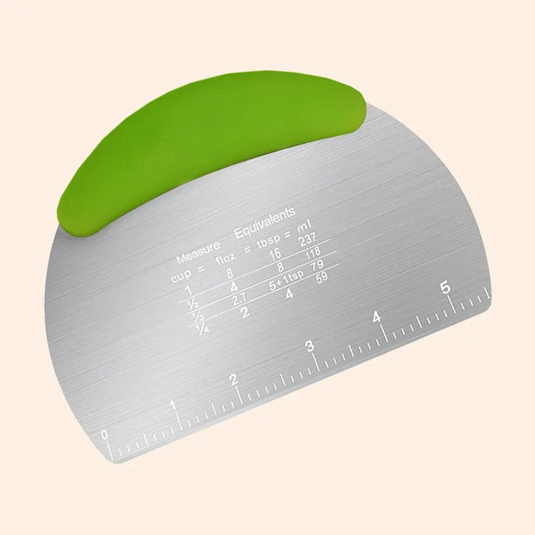 Stainless Steel Dough Scraper with Graduated Cutting Strip, Baking Blade and Pastry Portioning Tool for Home Baking - product view 2