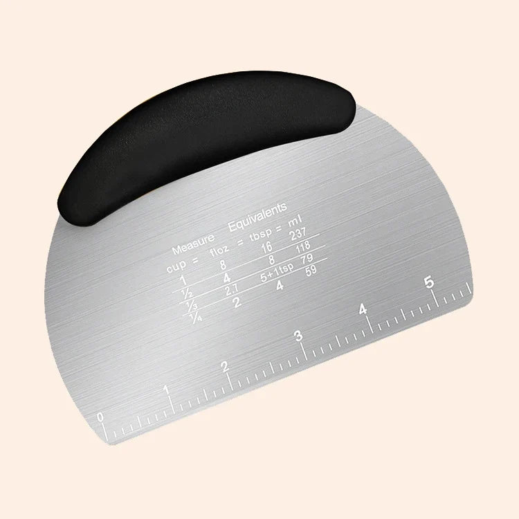 Stainless Steel Dough Scraper with Graduated Cutting Strip, Baking Blade and Pastry Portioning Tool for Home Baking - product view 3