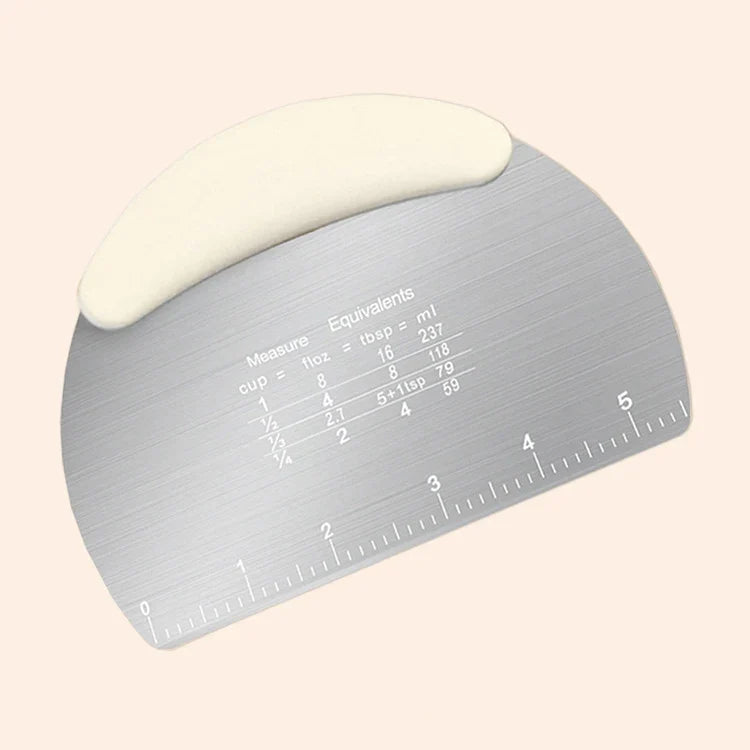 Stainless Steel Dough Scraper with Graduated Cutting Strip, Baking Blade and Pastry Portioning Tool for Home Baking - product view 4