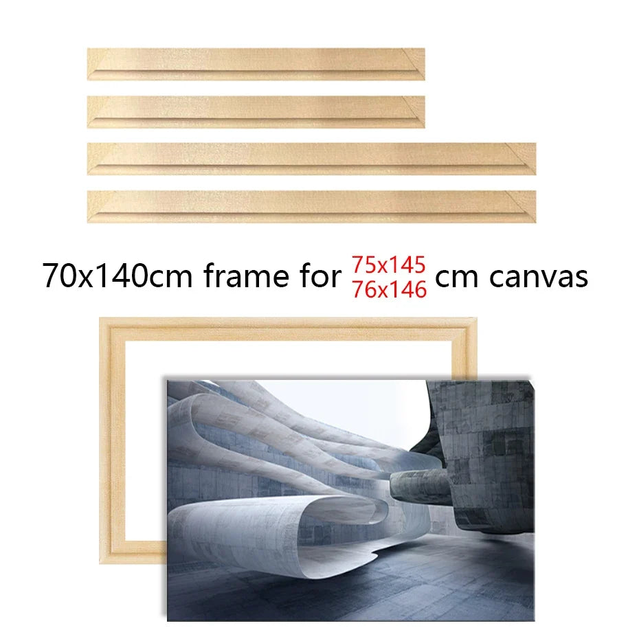 Large Wooden Poster Frame, 70 x 140 cm Rectangular Pastoral-Style Wall Frame for Canvas and Picture Décor - product view 2