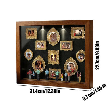 LED Collage Frame, Warm-Light Silhouette Memory Display with 11 Mini Frames and 8 Figurines for Tabletop Décor - product view 3