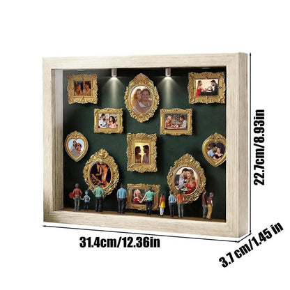 LED Collage Frame, Warm-Light Silhouette Memory Display with 11 Mini Frames and 8 Figurines for Tabletop Décor - product view 4
