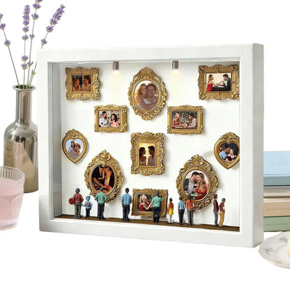 LED Collage Frame, Warm-Light Silhouette Memory Display with 11 Mini Frames and 8 Figurines for Tabletop Décor - product view 6