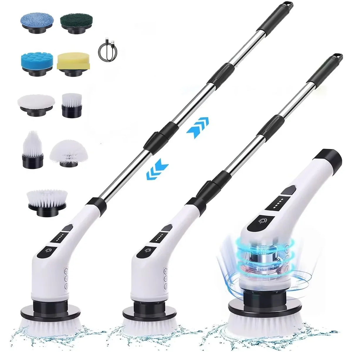 Electric Spin Scrubber, 9-in-1 Rotating Cleaning Brush, Flexible Multi-Function Tool for Bathrooms, Floors and Shower Glass - product view 1