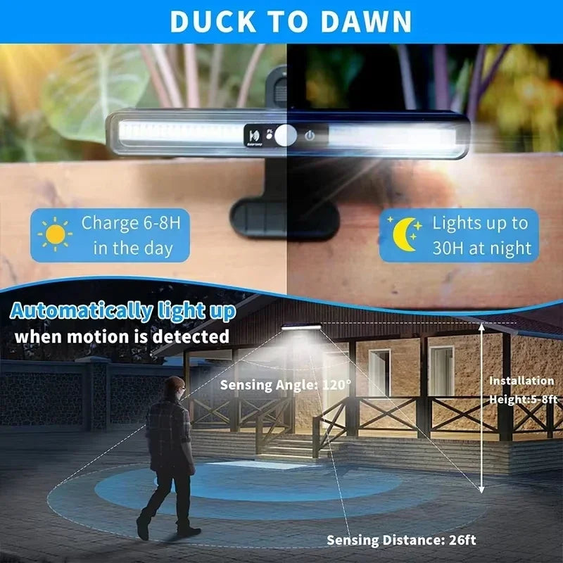 Clip-On Solar Motion Light, 36-LED Outdoor Fence Light, Touch Control, Dimmable, ABS, White or Warm Light - product view 5