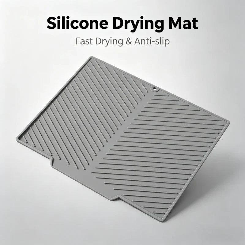 Silicone Dish Drying Mat, Raised Ribbed Drainage, Heat Resistant Non-Slip Countertop Protector for Pots, Pans and Dishes - product view 4