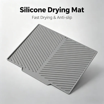 Silicone Dish Drying Mat, Raised Ribbed Drainage, Heat Resistant Non-Slip Countertop Protector for Pots, Pans and Dishes - product view 4