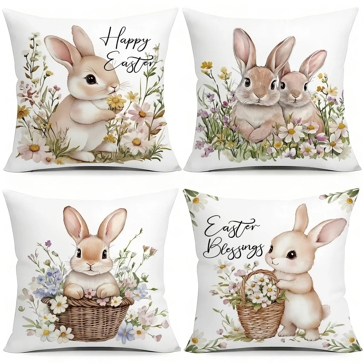 Printed Polyester Cushion Cover Set, Jacquard Style, Breathable Removable Covers in 5 Sizes for Sofa, Patio and Home Decor - product view 1