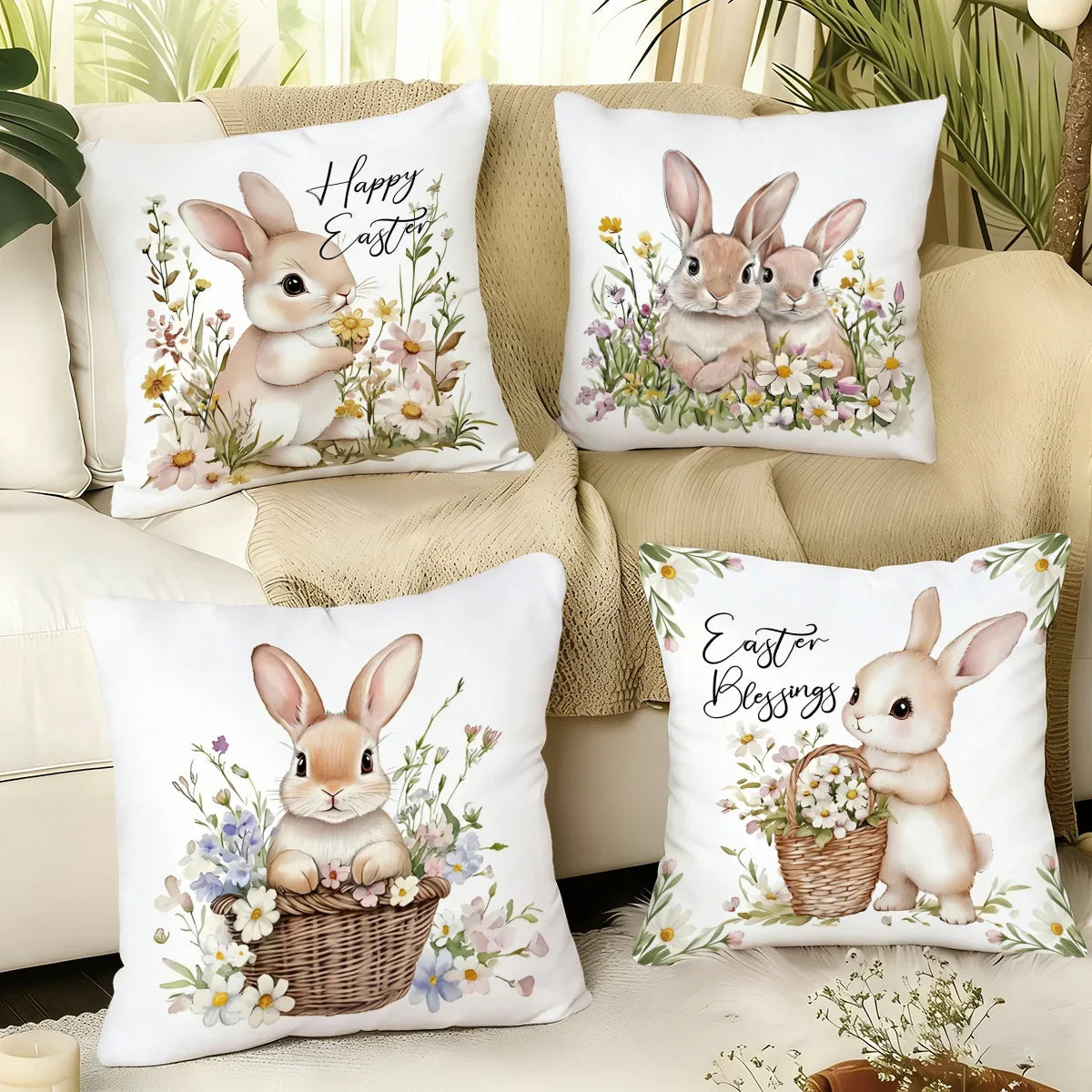 Printed Polyester Cushion Cover Set, Jacquard Style, Breathable Removable Covers in 5 Sizes for Sofa, Patio and Home Decor - product view 2