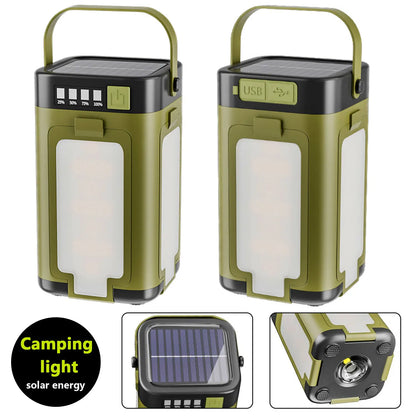 Solar Camping Lantern, 15W LED Rechargeable Tent Light, 6 Modes, USB-C, Foldable Panels, Hook and Power Bank - product view 2