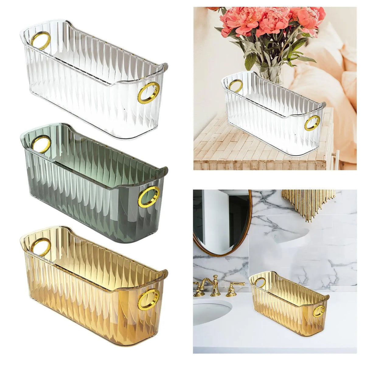 Refrigerator Can Organizer, Waterproof Rectangular Plastic Storage Bin with Handle for Pantry, Fridge and Bathroom - product view 5
