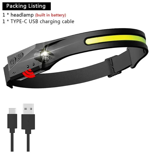Rechargeable LED Headlamp, 10W, 180° Beam, 3 Lighting Modes, Built-In Lithium Metal Battery for Camping, Fishing and Night Running - product view 2