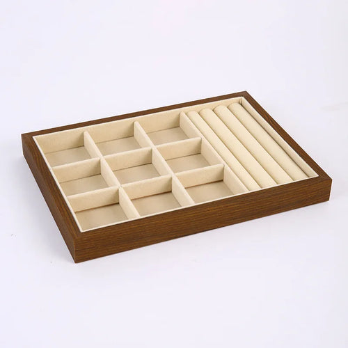 Solid Wood Jewelry Display Tray, Stackable Trinket Organizer for Rings, Bracelets, Necklaces and Earrings, 6 Styles - product view 1