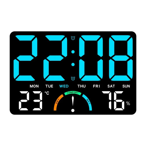 Large Digital Wall Clock with Temperature, Humidity, Week Display, Remote Control, Countdown, Dual Alarm and USB Power - product view 1