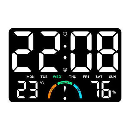 Large Digital Wall Clock with Temperature, Humidity, Week Display, Remote Control, Countdown, Dual Alarm and USB Power - product view 2