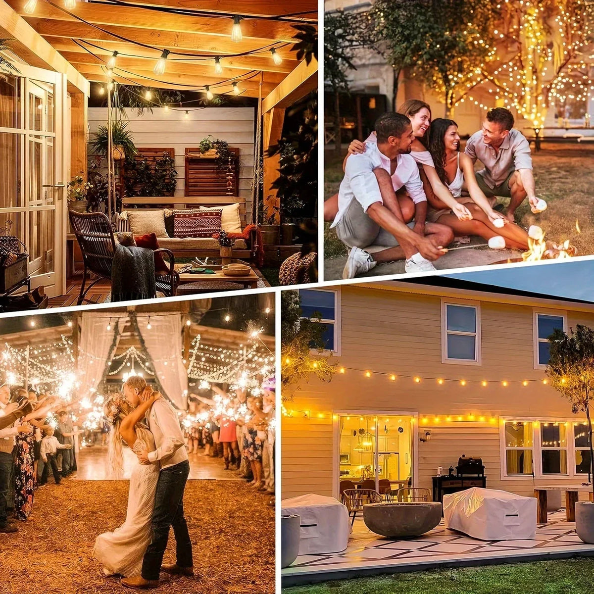 Solar String Lights, 50FT 2700K Warm White LED Balls, Remote Control, 12 Bulbs, Waterproof Outdoor Patio Decor - product view 6