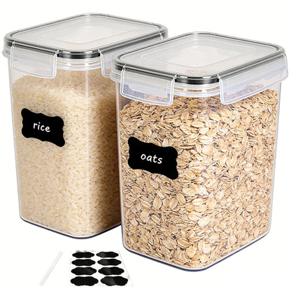 Airtight Cereal Storage Container, BPA-Free Rectangular Plastic, Dishwasher Safe with Labels and Pens, 2, 6 or 12 Pieces - product view 1