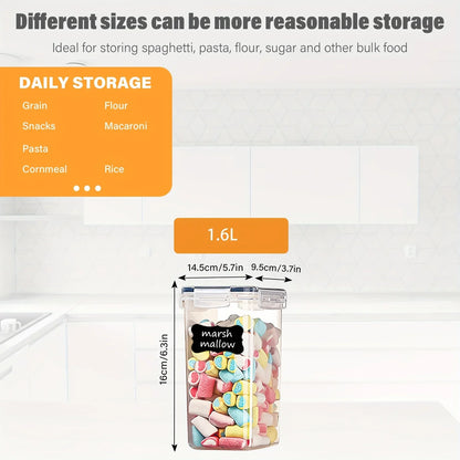 Airtight Cereal Storage Container, BPA-Free Rectangular Plastic, Dishwasher Safe with Labels and Pens, 2, 6 or 12 Pieces - product view 5
