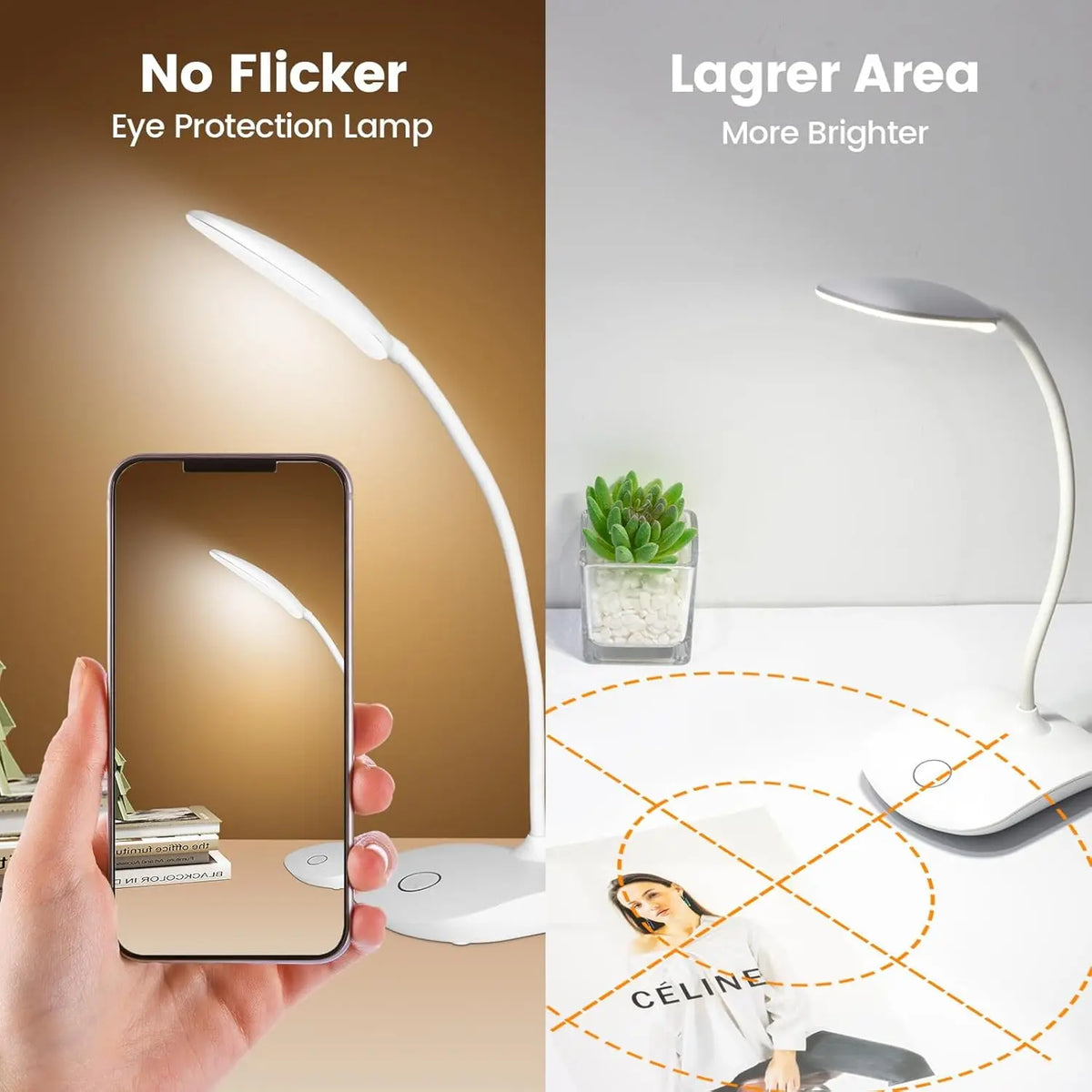 Rechargeable Touch Control Table Lamp, Included Bulb, Wireless Design for Reading, Studying, Working and Bedside Use - product view 4