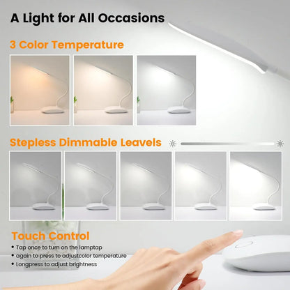 Rechargeable Touch Control Table Lamp, Included Bulb, Wireless Design for Reading, Studying, Working and Bedside Use - product view 5
