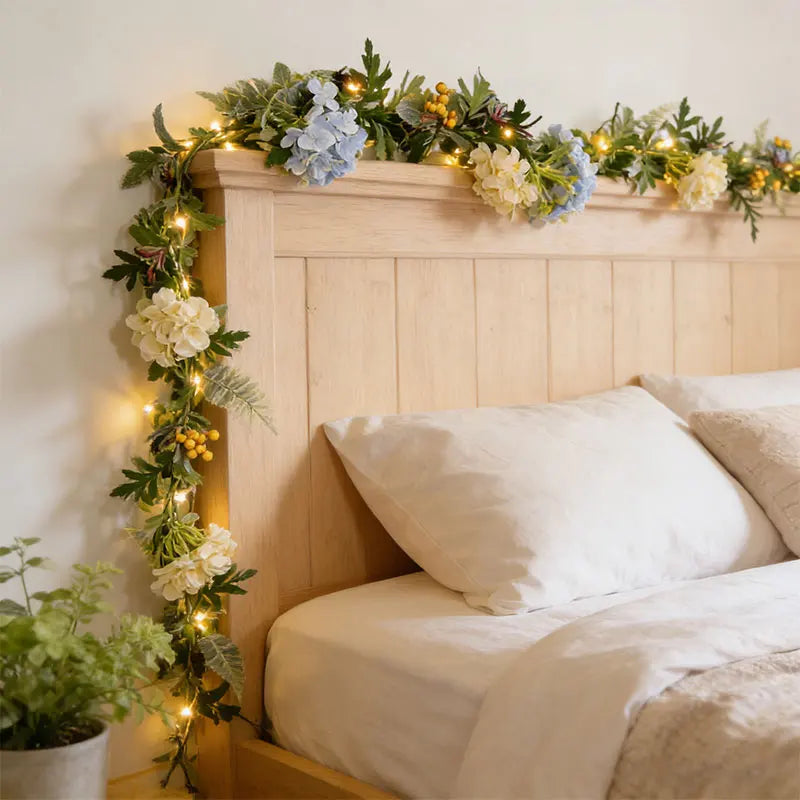 Spring Floral Garland, Green Plastic Vine with Leaves, Mantle and Wedding Party Decor for Home Celebrations - product view 6