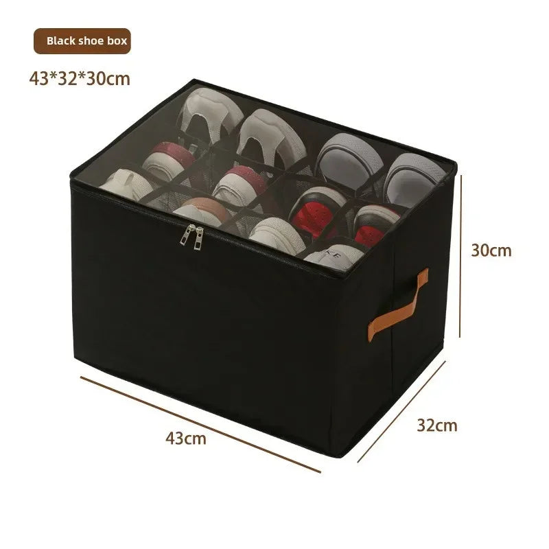 Foldable Stackable Shoe Storage Box, Dustproof Washable Fabric Organizer with Metal Frame for Clothing and Household Storage - product view 3