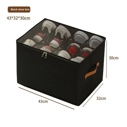 Foldable Stackable Shoe Storage Box, Dustproof Washable Fabric Organizer with Metal Frame for Clothing and Household Storage - product view 3