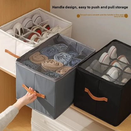 Foldable Stackable Shoe Storage Box, Dustproof Washable Fabric Organizer with Metal Frame for Clothing and Household Storage - product view 4