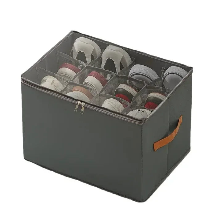 Foldable Stackable Shoe Storage Box, Dustproof Washable Fabric Organizer with Metal Frame for Clothing and Household Storage - product view 6