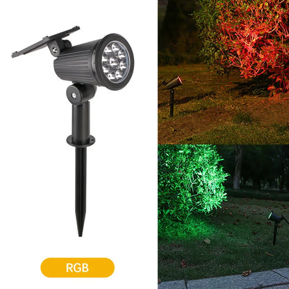 Solar Spotlights, 9-LED Adjustable Brightness Outdoor Garden Lights with RGB, Warm or White Light Options - product view 1