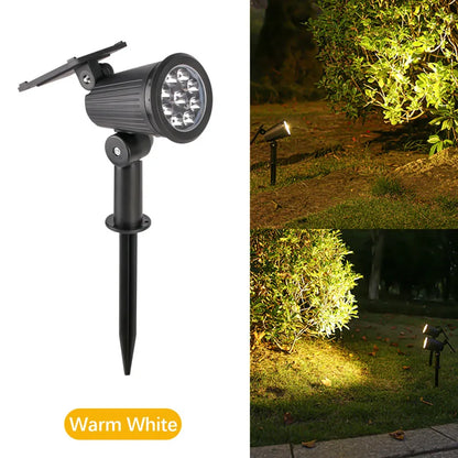 Solar Spotlights, 9-LED Adjustable Brightness Outdoor Garden Lights with RGB, Warm or White Light Options - product view 2