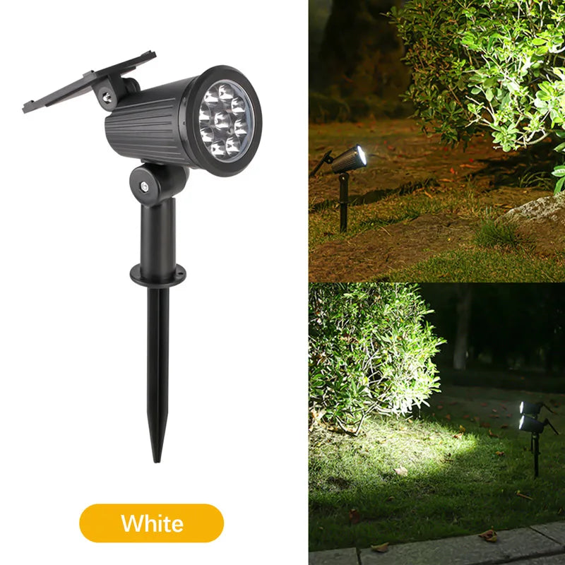 Solar Spotlights, 9-LED Adjustable Brightness Outdoor Garden Lights with RGB, Warm or White Light Options - product view 3