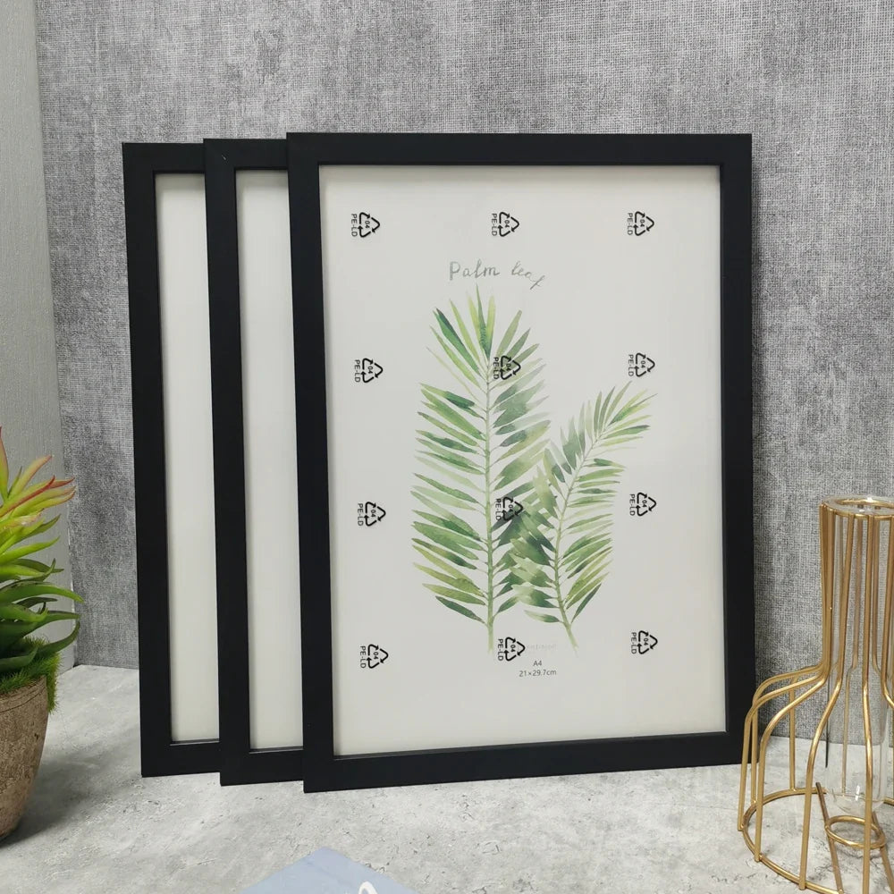 3-Piece Wooden Photo Frame Set, Rectangle Modern Frames for Wall or Table Display, Six Sizes from 9 x 13 cm to A4 - product view 2