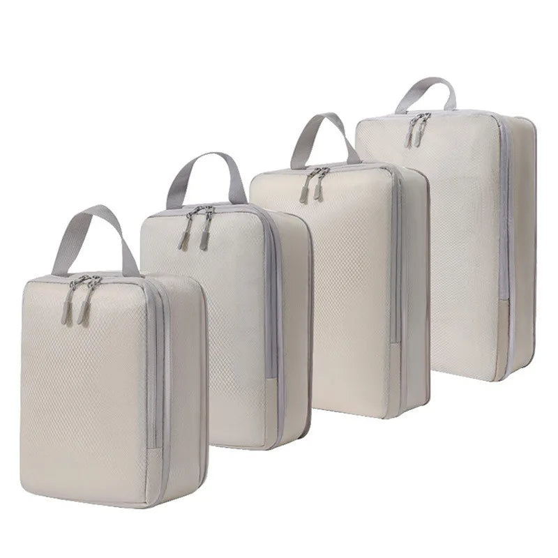 Compressible Packing Cubes, 4-Piece Foldable Rayon Travel Organizer Set in Waterproof Storage Bags for Suitcases - product view 1