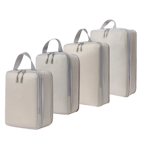 Compressible Packing Cubes, 4-Piece Foldable Rayon Travel Organizer Set in Waterproof Storage Bags for Suitcases - product view 1