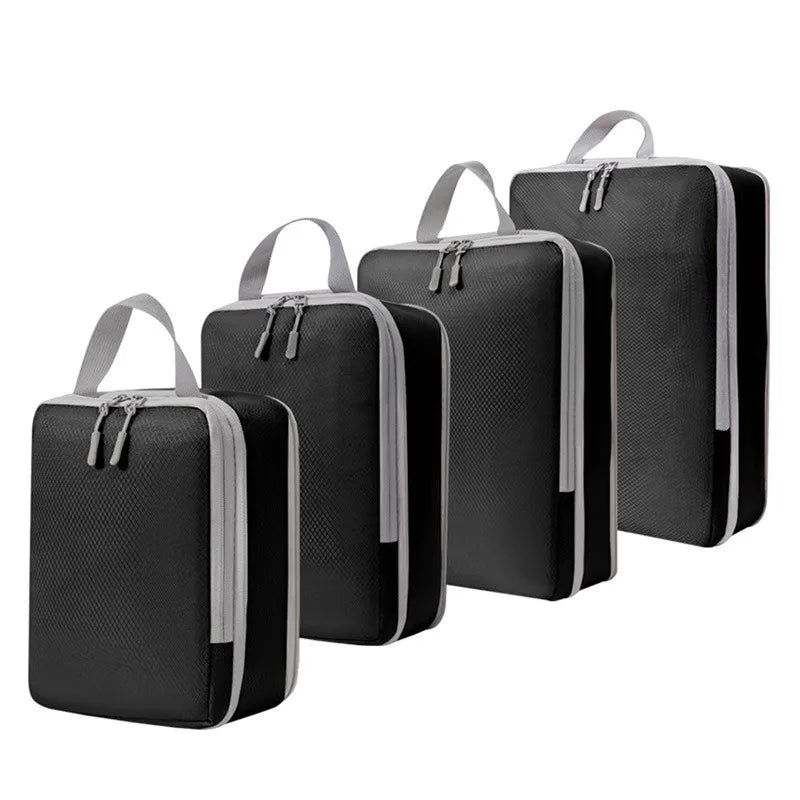 Compressible Packing Cubes, 4-Piece Foldable Rayon Travel Organizer Set in Waterproof Storage Bags for Suitcases - product view 3