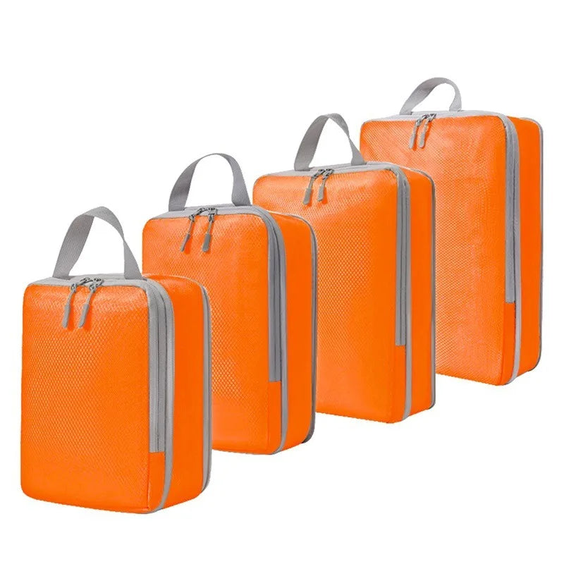 Compressible Packing Cubes, 4-Piece Foldable Rayon Travel Organizer Set in Waterproof Storage Bags for Suitcases - product view 5