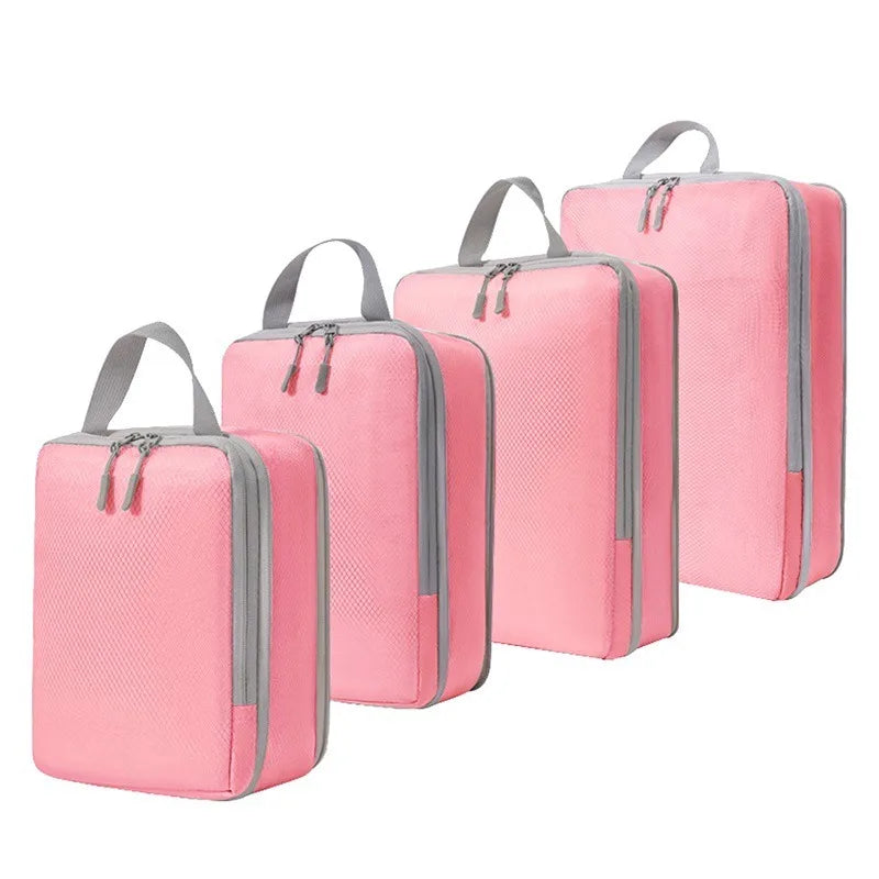 Compressible Packing Cubes, 4-Piece Foldable Rayon Travel Organizer Set in Waterproof Storage Bags for Suitcases - product view 6