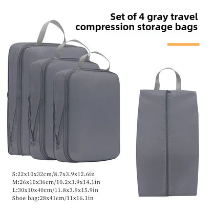 4-Piece Compression Packing Cubes, Reusable Waterproof Polyester Luggage Organizers for Suitcases and Drawers, 4 Colors - product view 1