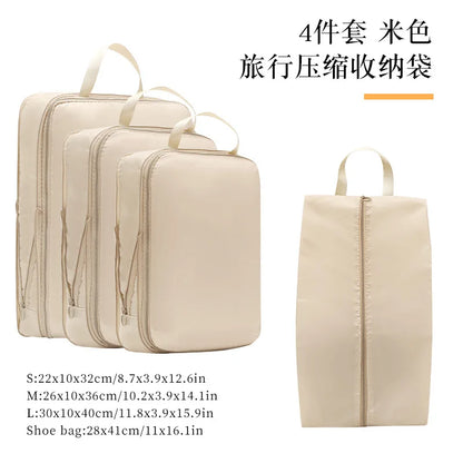 4-Piece Compression Packing Cubes, Reusable Waterproof Polyester Luggage Organizers for Suitcases and Drawers, 4 Colors - product view 2