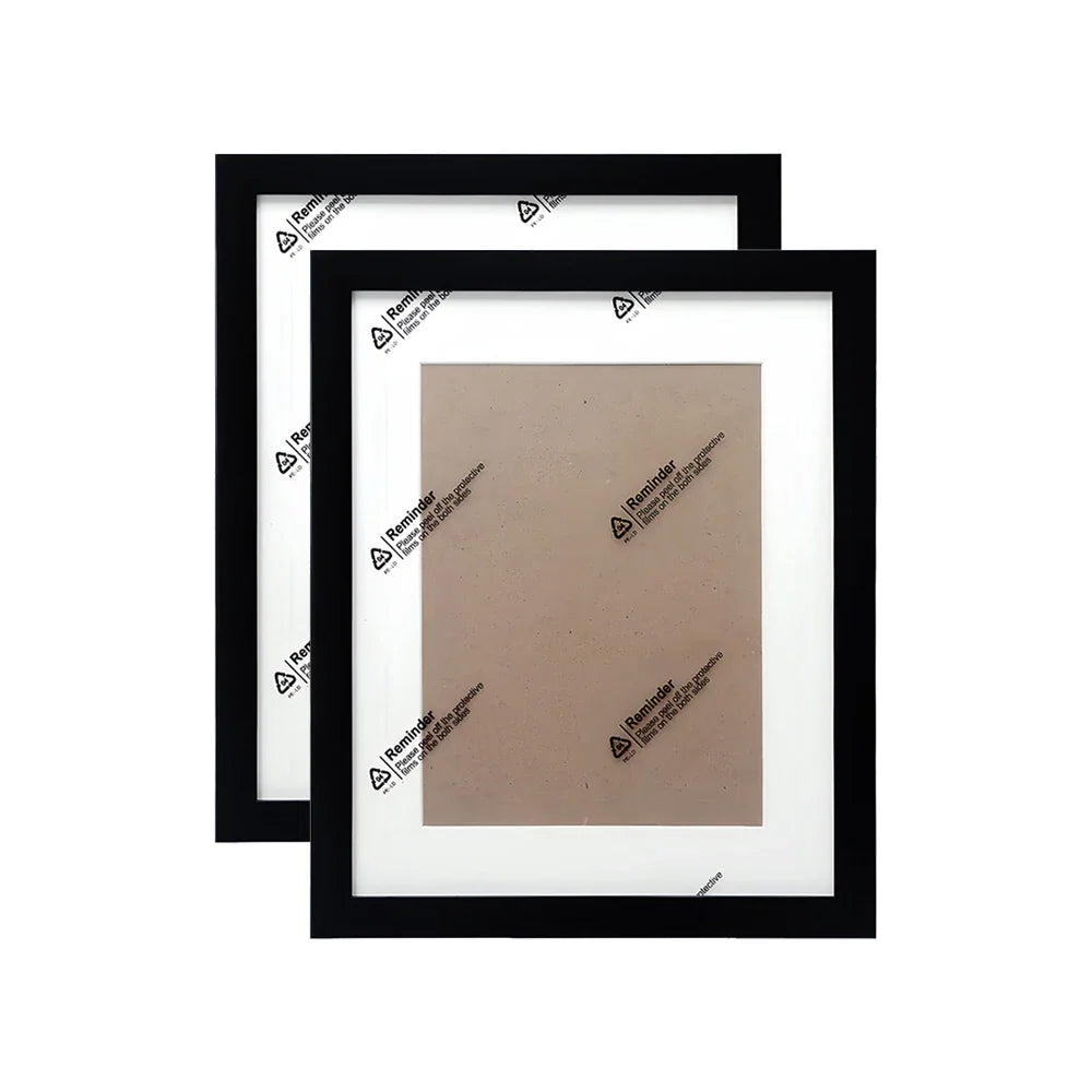 Matte Black Gallery Picture Frame Set, White Mat and Shatter-Resistant Acrylic, Multiple Sizes for Photos, Art and Certificates - product view 1